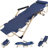 Outdoor Lounge Chairs – Foldable 178 x 66 x 32 cm - Adjustable Footrest and Padded Armrests – Backrest Support Reinforcement Rod
