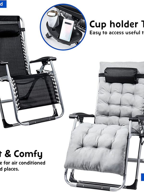 HEANI Lounge Chair Zero Gravity Chair for Indoor and Outdoor,Ergonomic Recliner Chair with Removable Cushion Pad and a Cup Holder Adjustable Design, Supports Over 440lbs/200kg