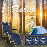 Outdoor Lounge Chairs – Foldable 178 x 66 x 32 cm - Adjustable Footrest and Padded Armrests – Backrest Support Reinforcement Rod